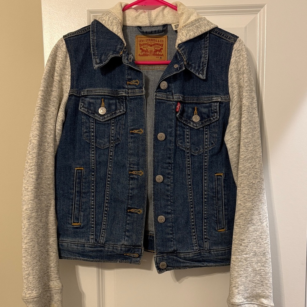 Levi's Blue Denim Jacket with Gray Sleeves